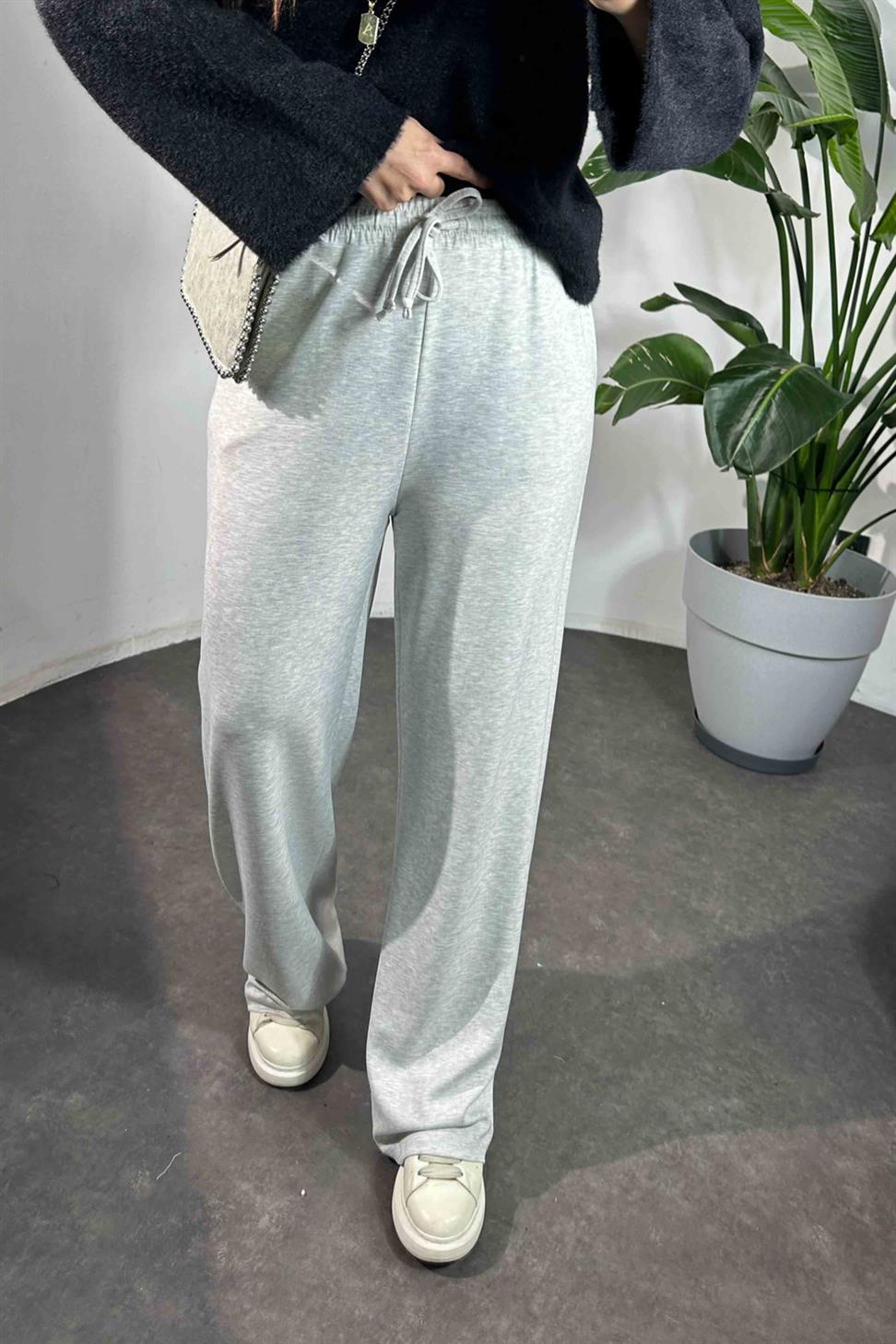 Bel Bağlamalı Cepli Modal Kumaş Pantolon Gri