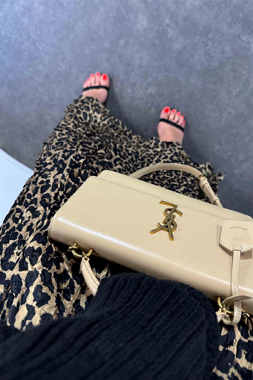 Beli Lastikli Leopar Kadın Etek Vizon