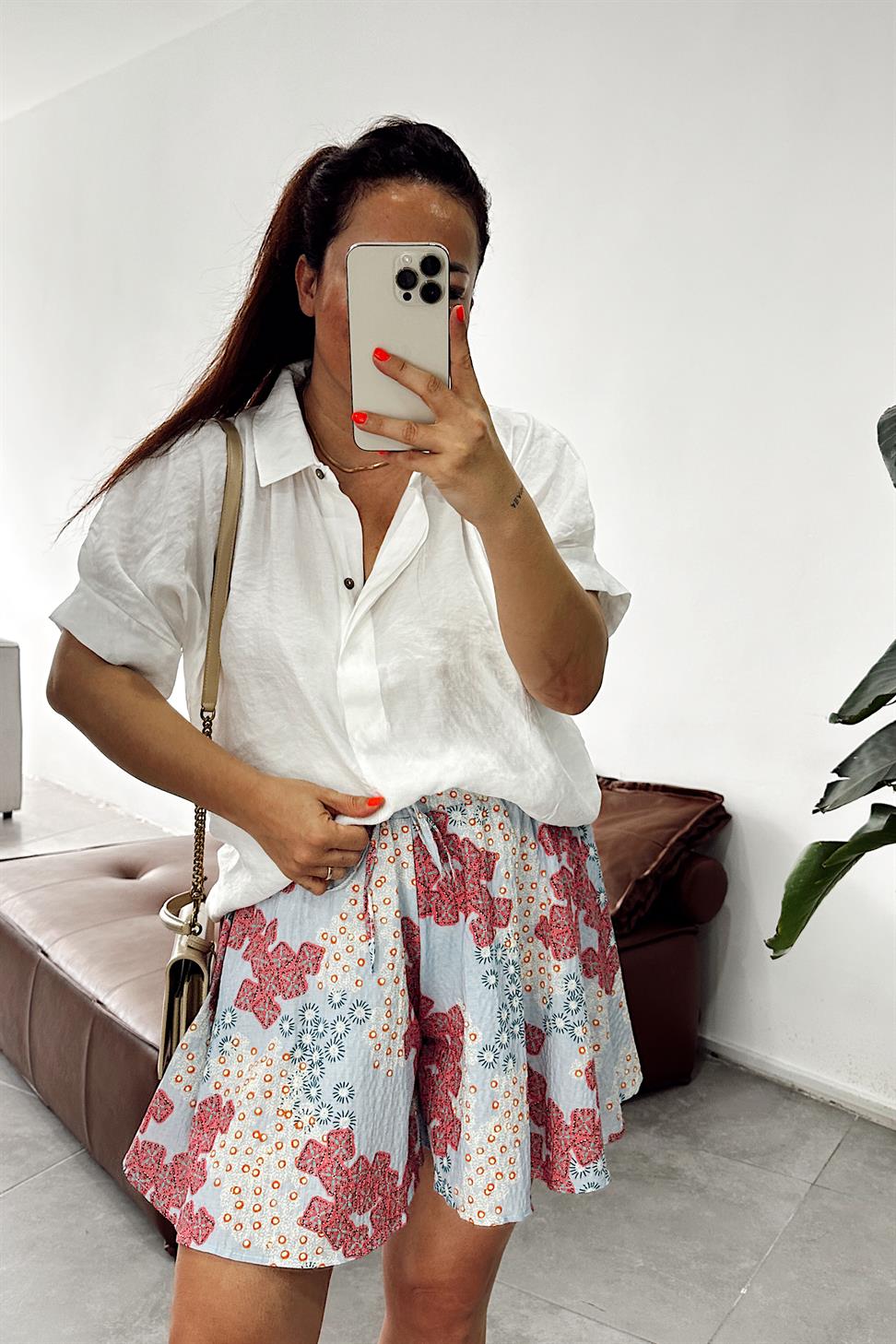 Beli Lastikli Şort Etek Mavi