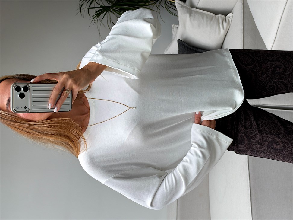Bisiklet Yaka Oversize Bluz 