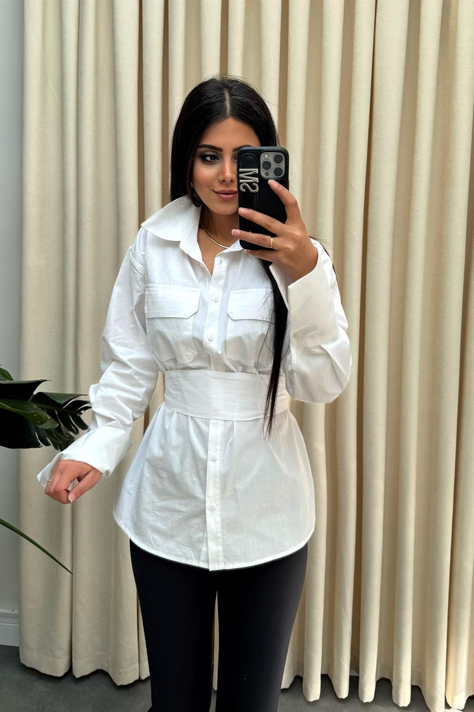 Cep Kapaklı Basic Gömlek Beyaz