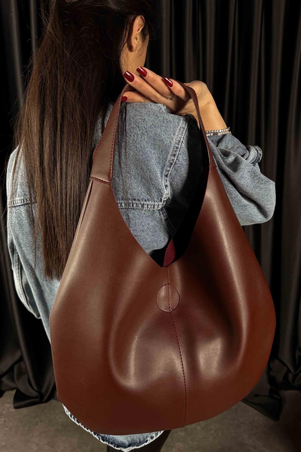 Çıt Çıt Kapatmalı Makyaj Çantası El ve Omuz Çantası Bordo