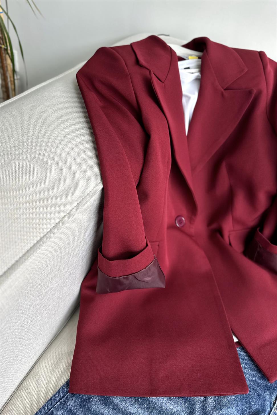Daldiwon Astarlı Blazer Ceket Bordo