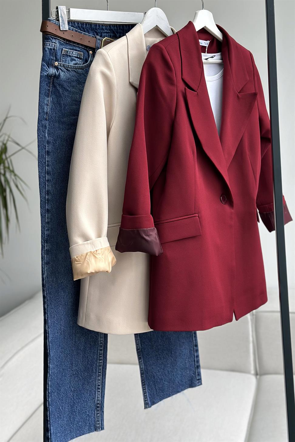 Daldiwon Astarlı Blazer Ceket Bordo