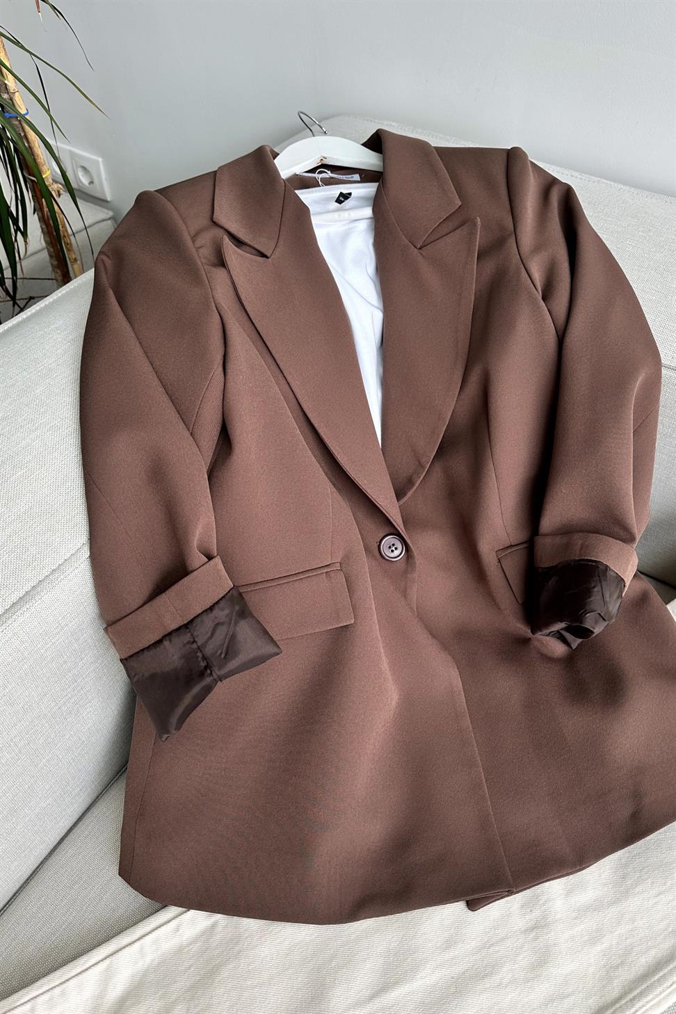 Daldiwon Astarlı Blazer Ceket Kahverengi
