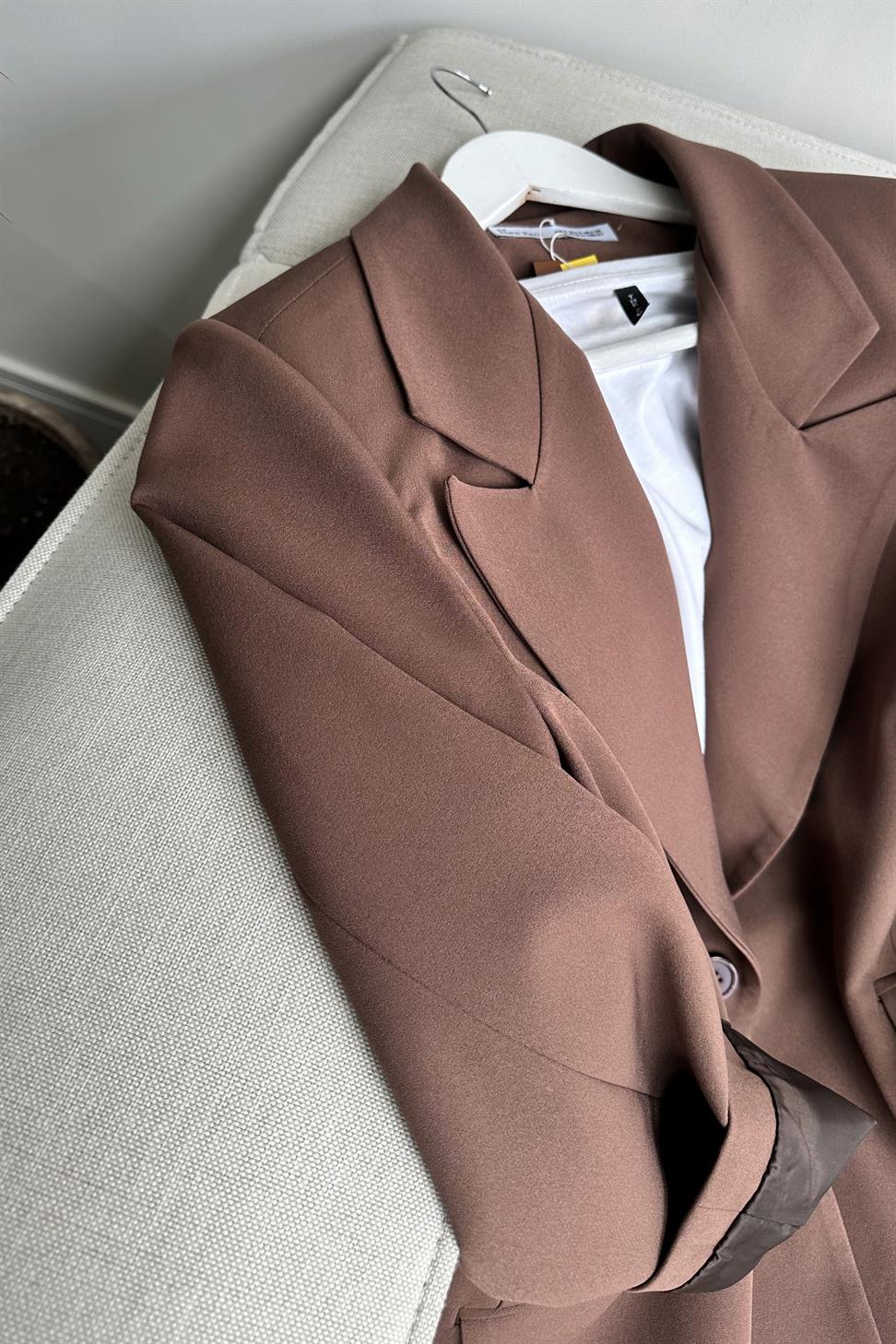 Daldiwon Astarlı Blazer Ceket Kahverengi