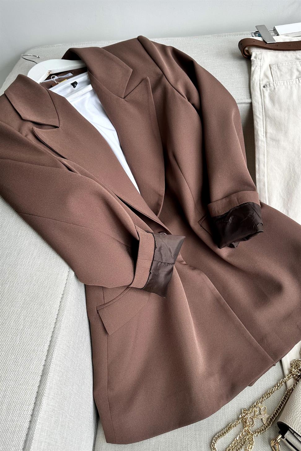 Daldiwon Astarlı Blazer Ceket Kahverengi