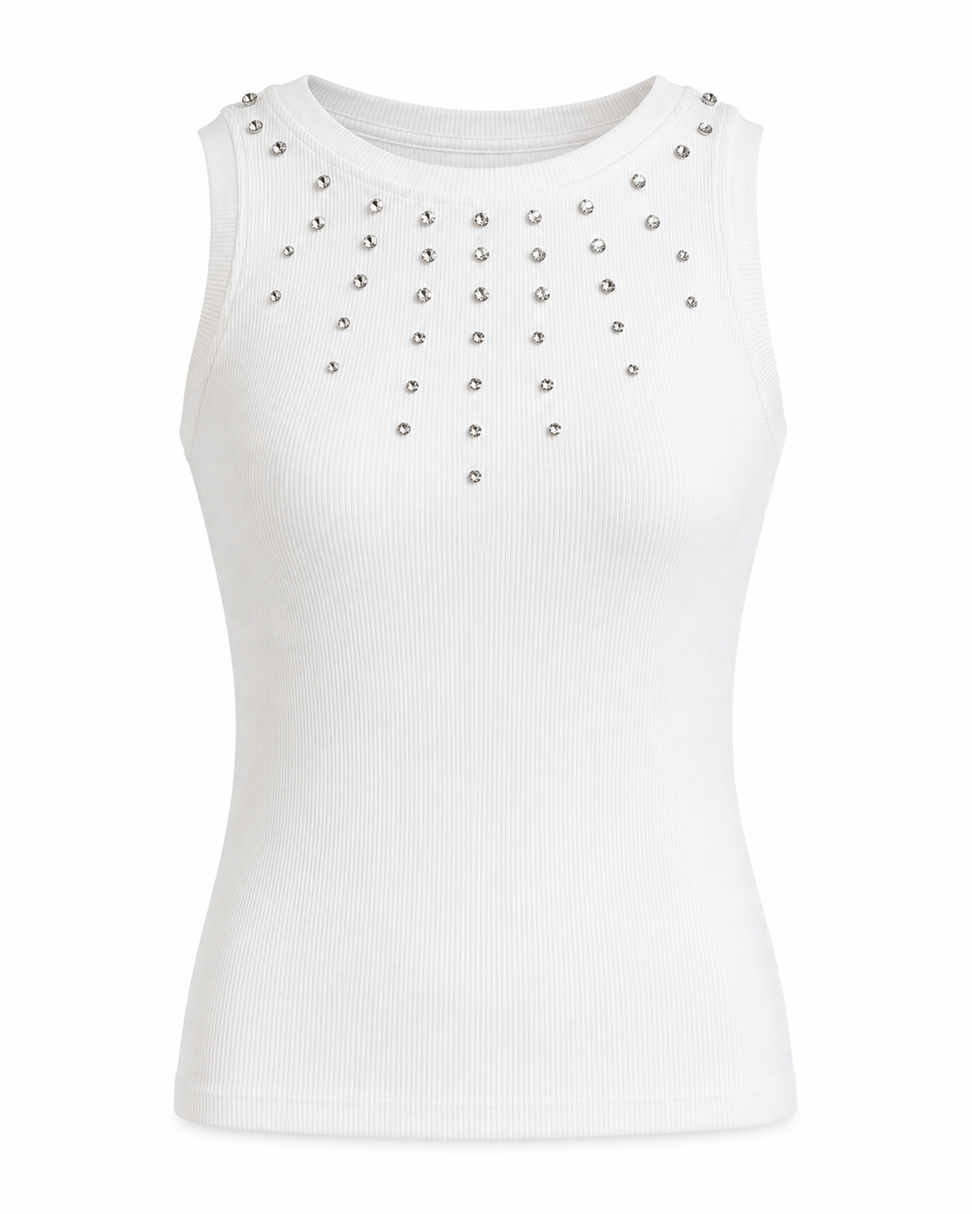 Damla Taş Detaylı Fitilli Basic Bluz Beyaz