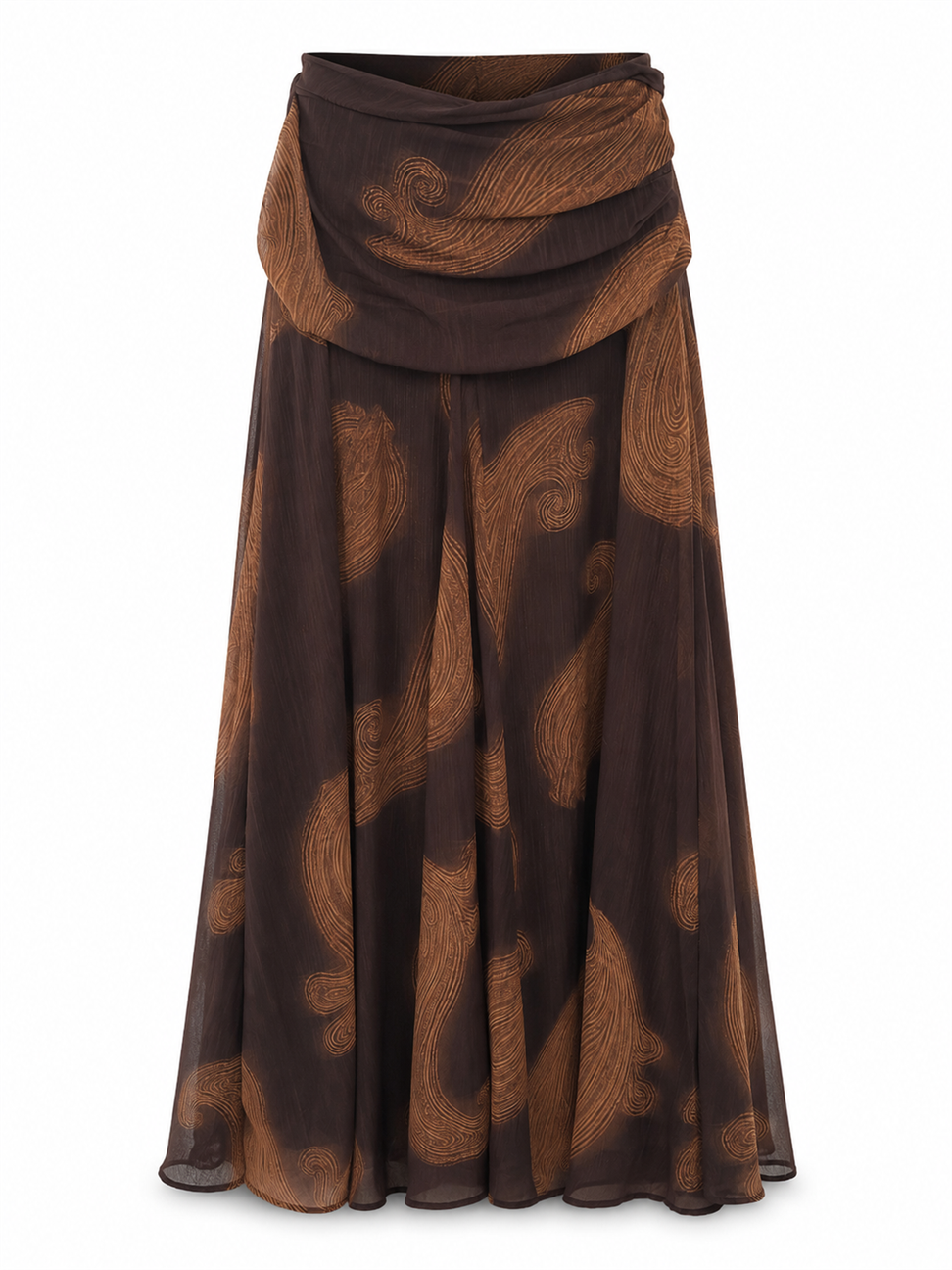 Drape Detaylı Turuncu Geçişli Şifon Etek