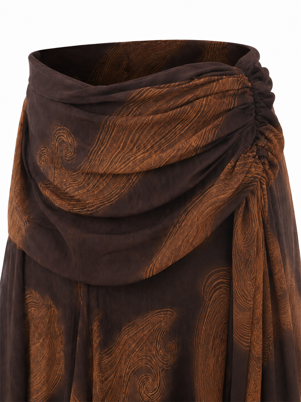 Drape Detaylı Turuncu Geçişli Şifon Etek