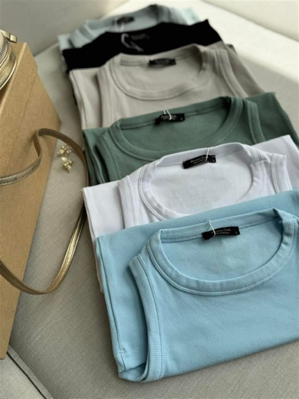Fitilli Halter Yaka Atlet Beyaz
