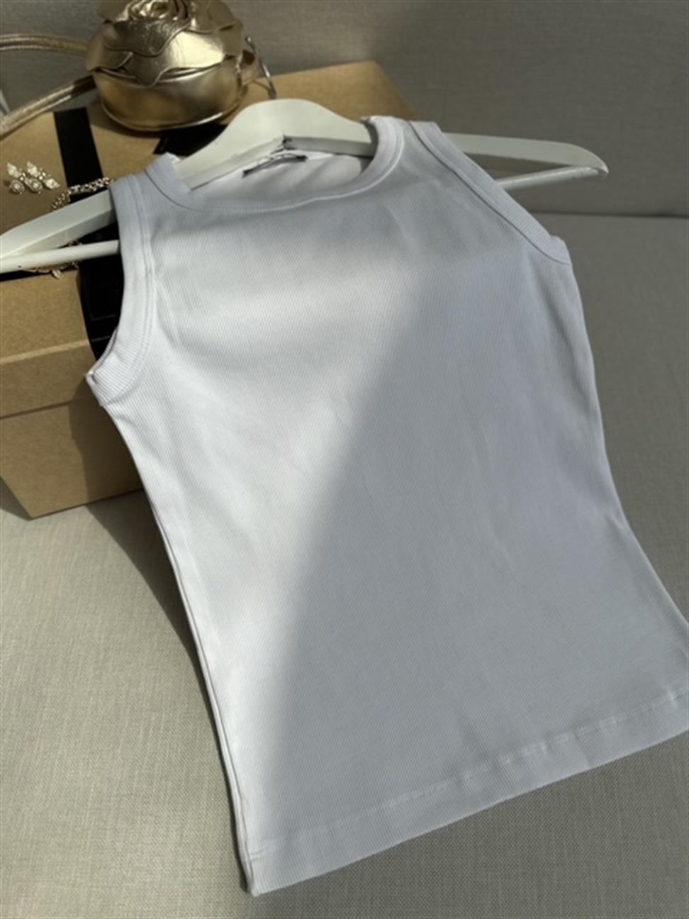 Fitilli Halter Yaka Atlet Beyaz