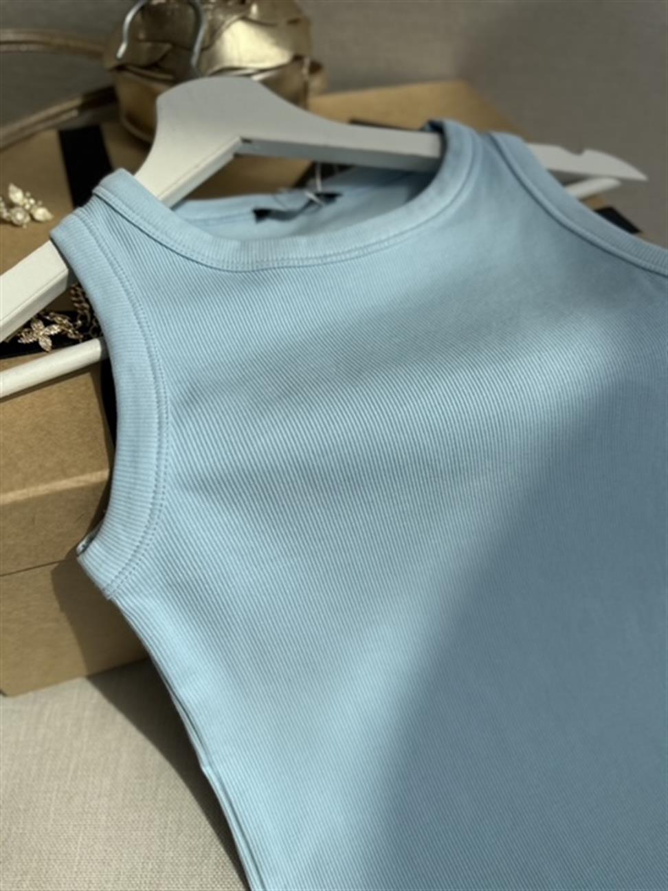 Fitilli Halter Yaka Atlet Mavi