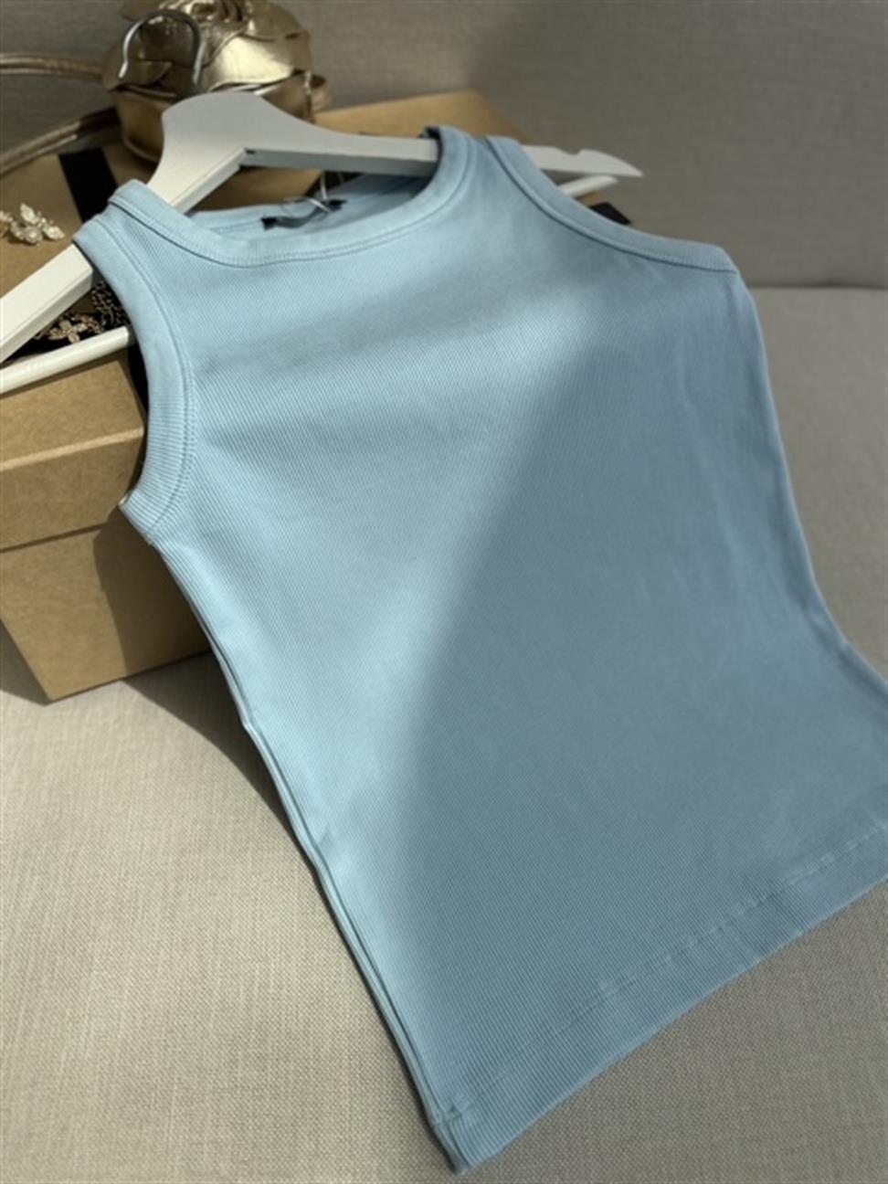 Fitilli Halter Yaka Atlet Mavi