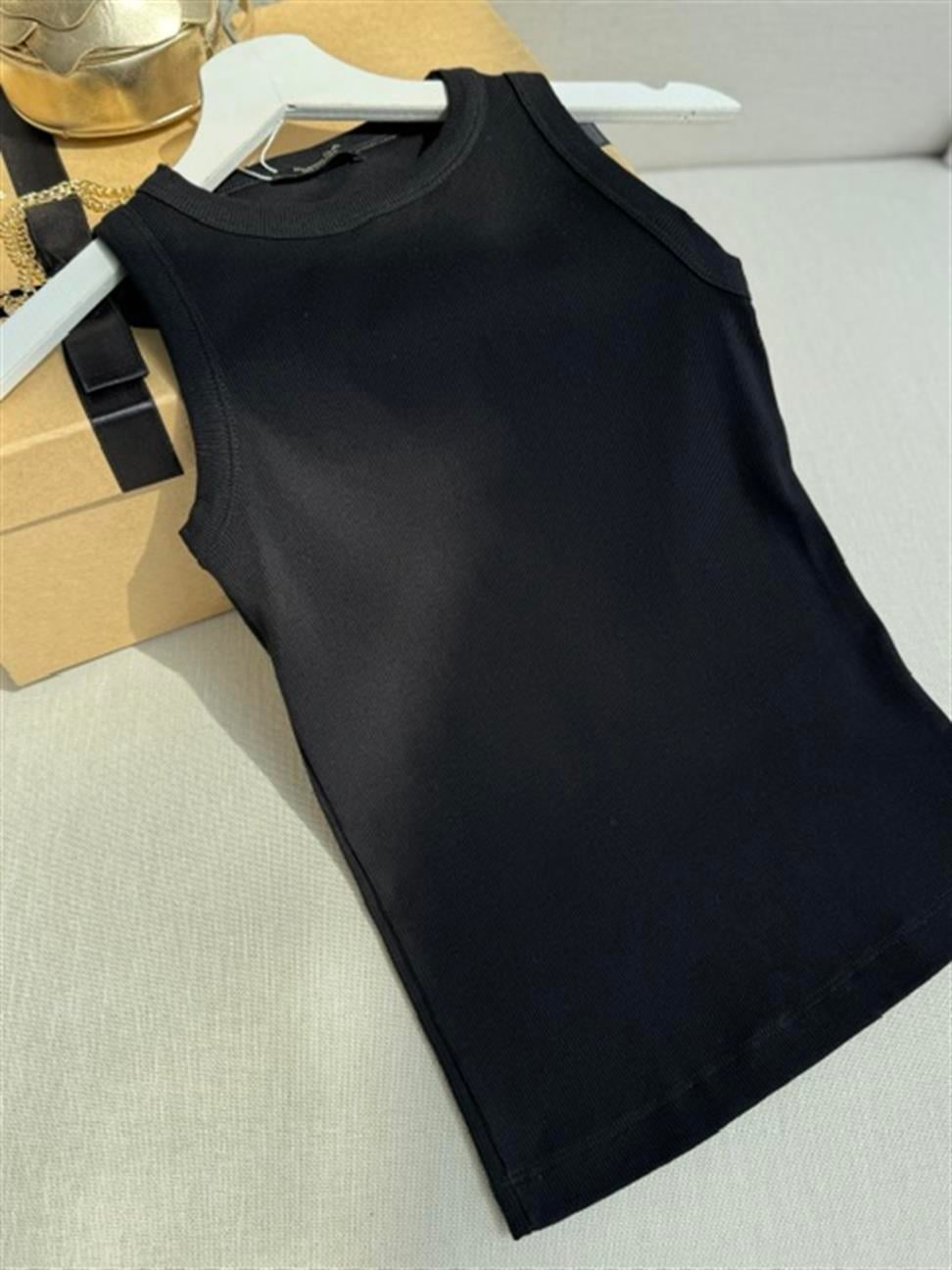 Fitilli Halter Yaka Atlet Siyah