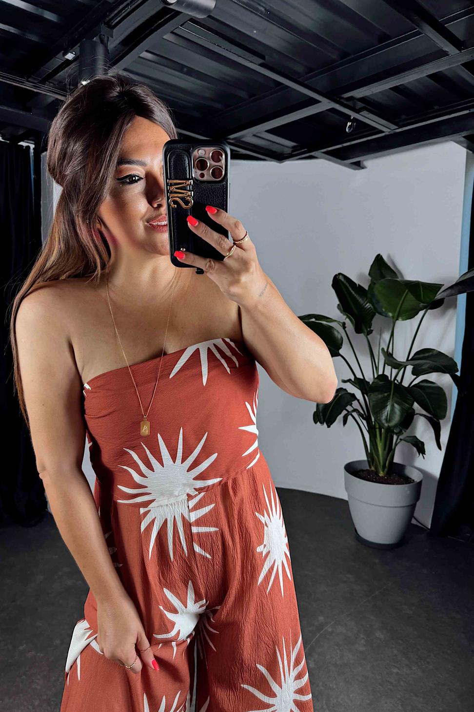 Gofre Kumaş Straplez Tulum Kiremit