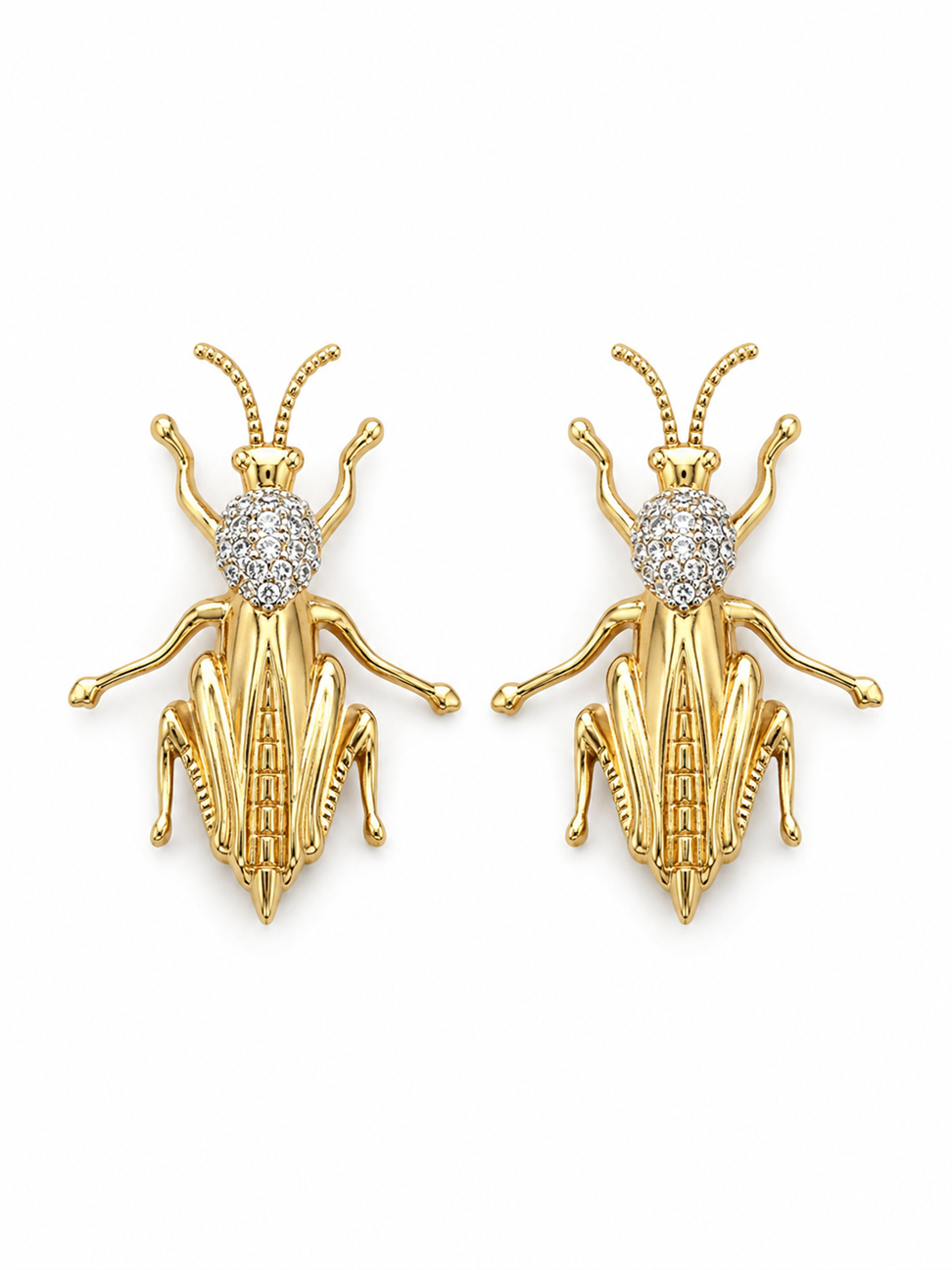 Grasshopper Zirkon Taşlı Gold Küpe