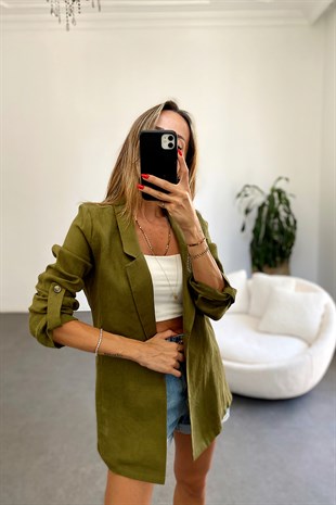 Ham Keten Blazer Ceket Haki