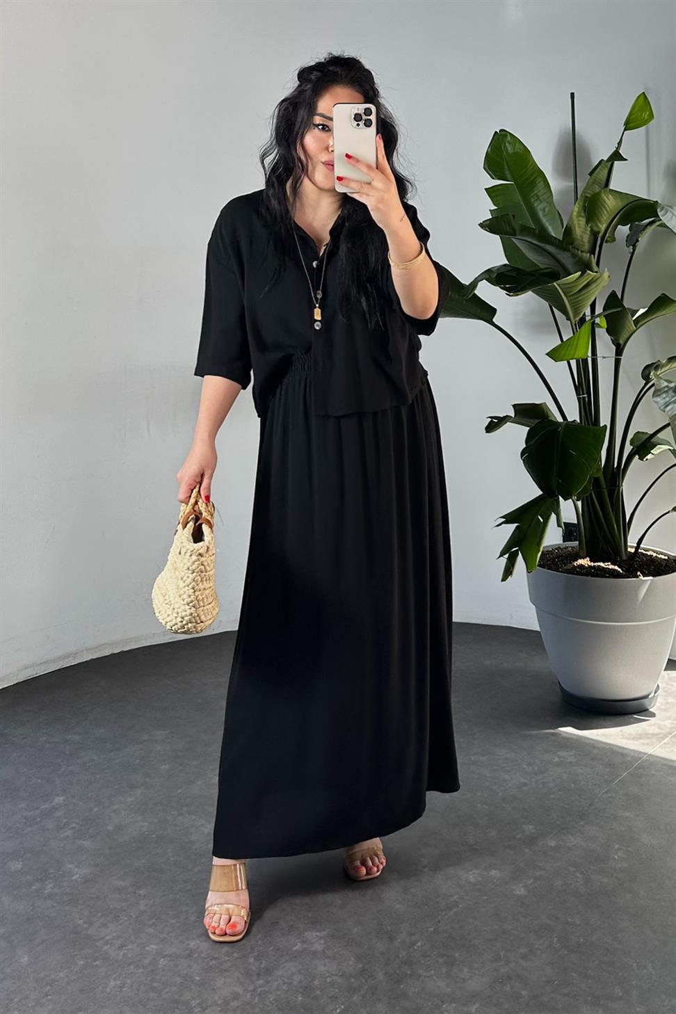 Ham Keten Lüxs Kalite İkili Takım Siyah