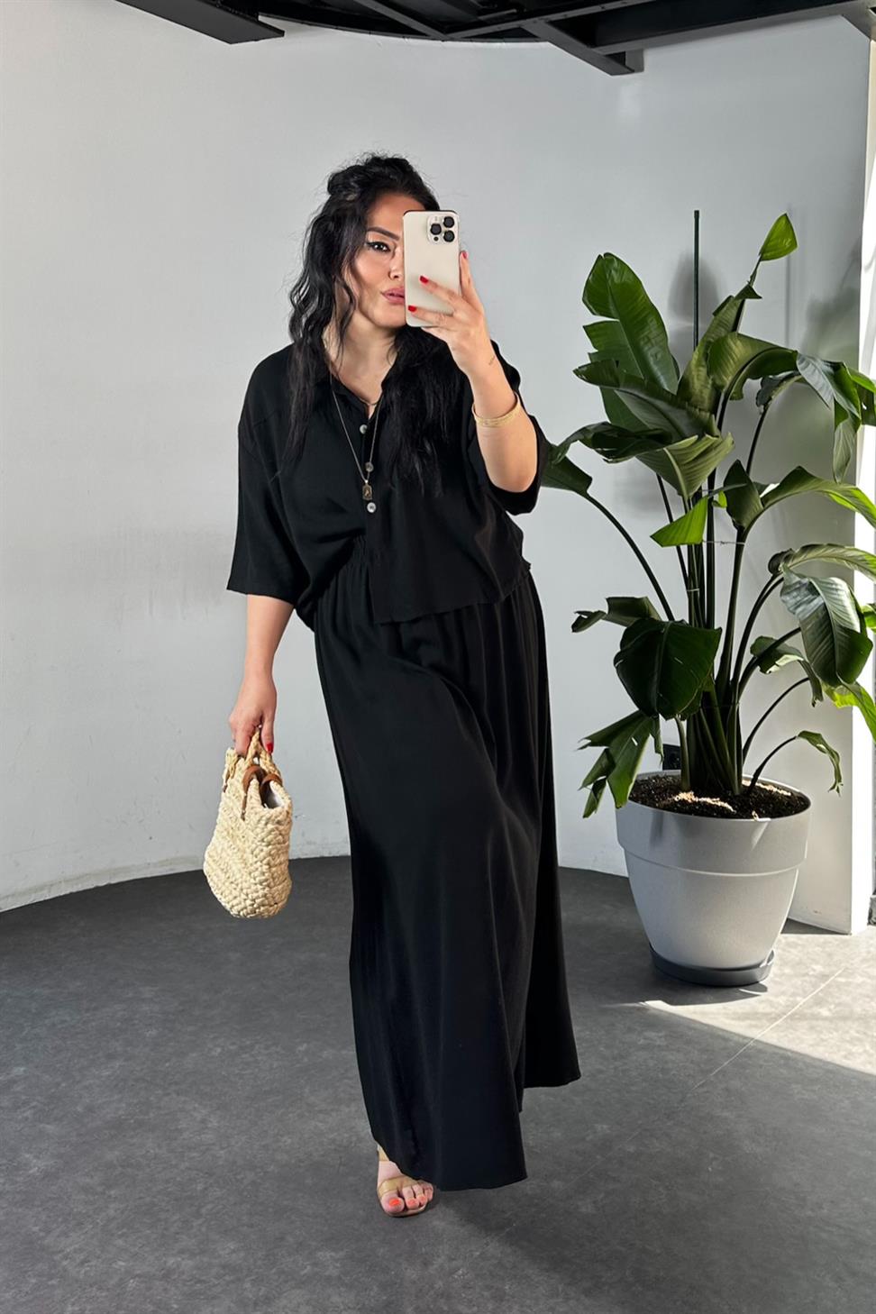 Ham Keten Lüxs Kalite İkili Takım Siyah