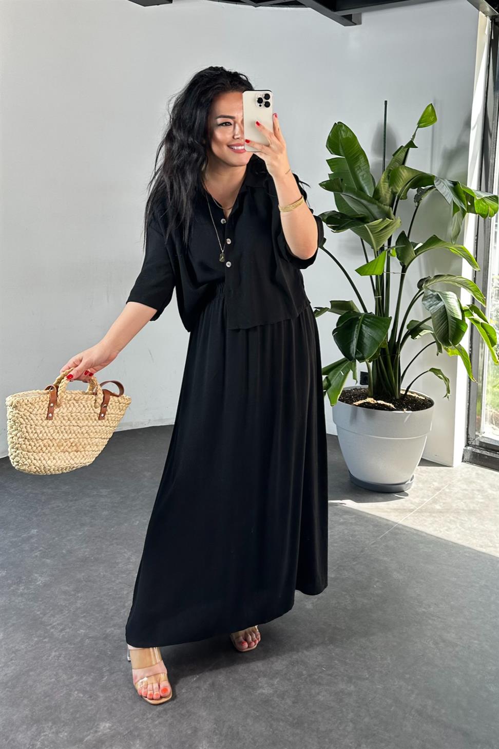 Ham Keten Lüxs Kalite İkili Takım Siyah