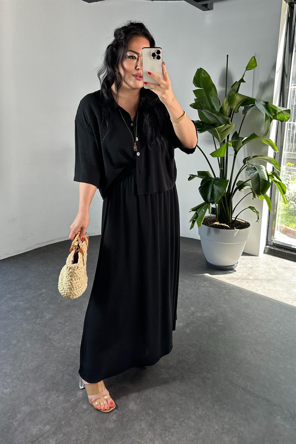 Ham Keten Lüxs Kalite İkili Takım Siyah