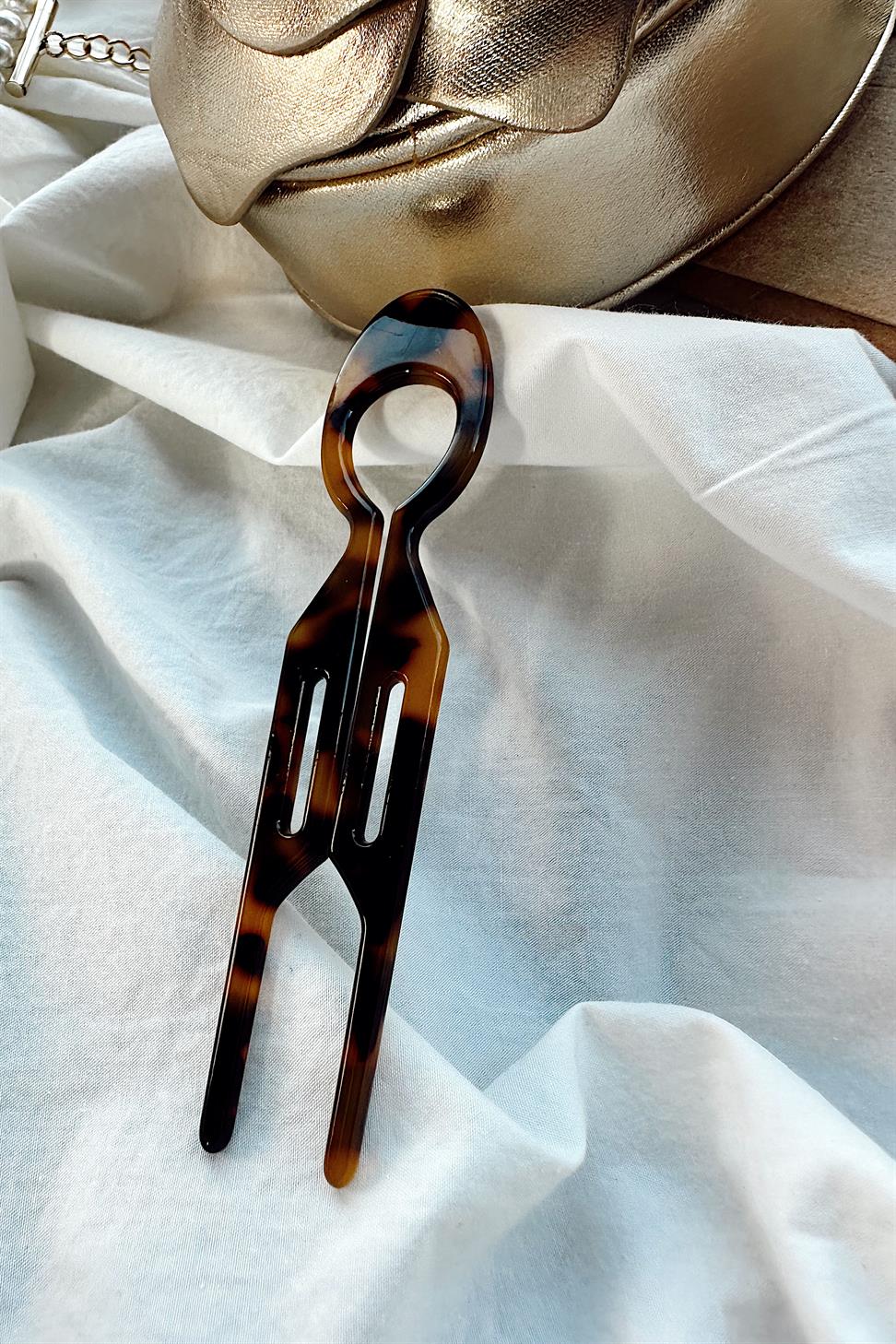 Handmade Kemik Topuz Tokası Camel