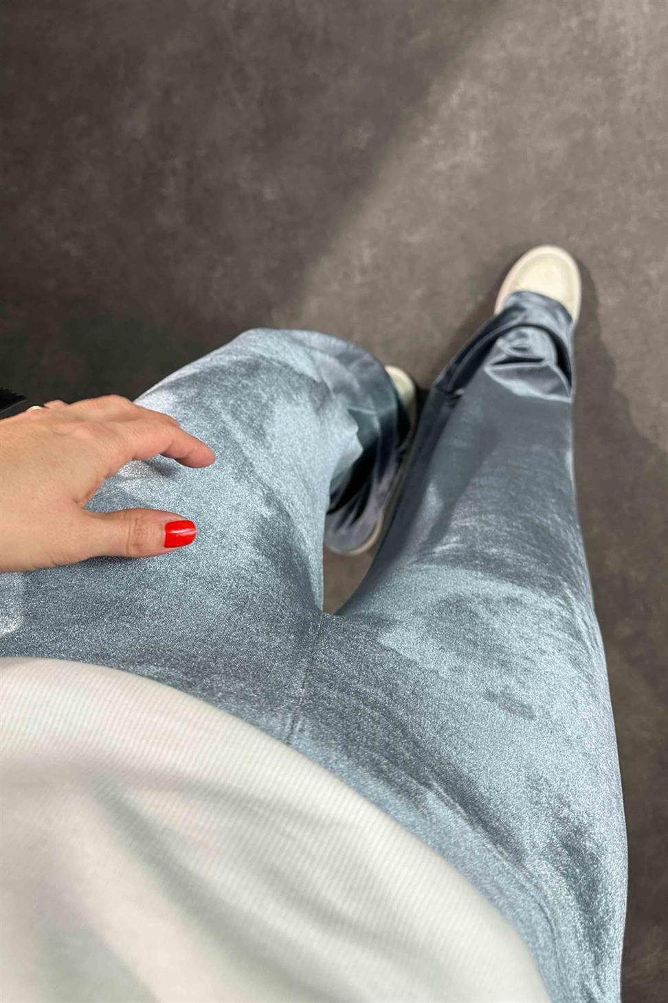 Kadife Palazzo Pantolon Füme