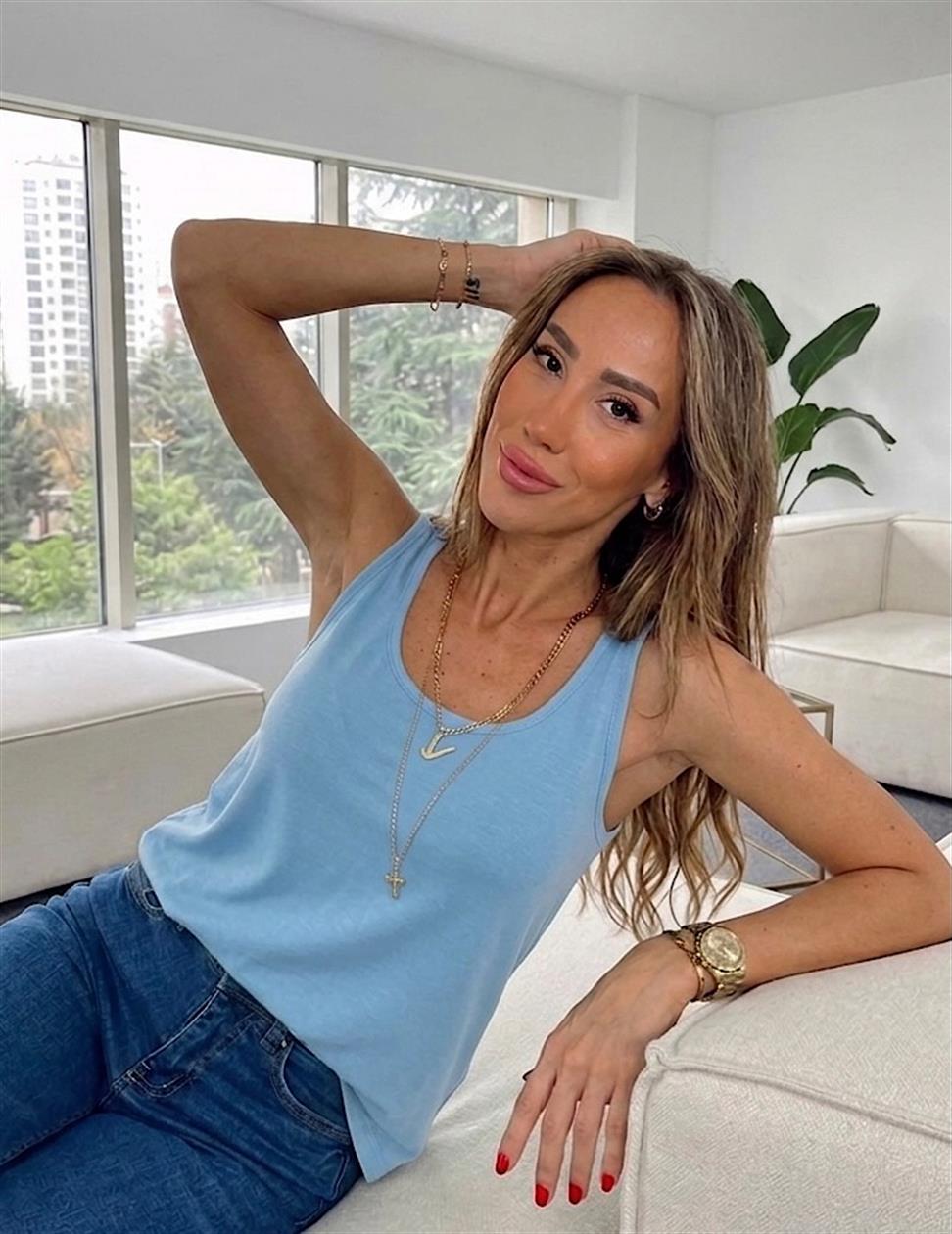 Kalın Askılı Basic Bluz Bebe Mavi