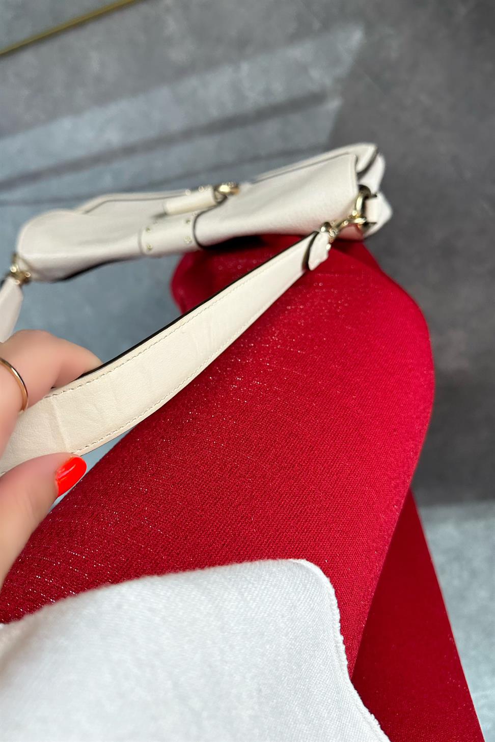 Krep Kumaş Sim Detaylı Pantolon Kırmızı