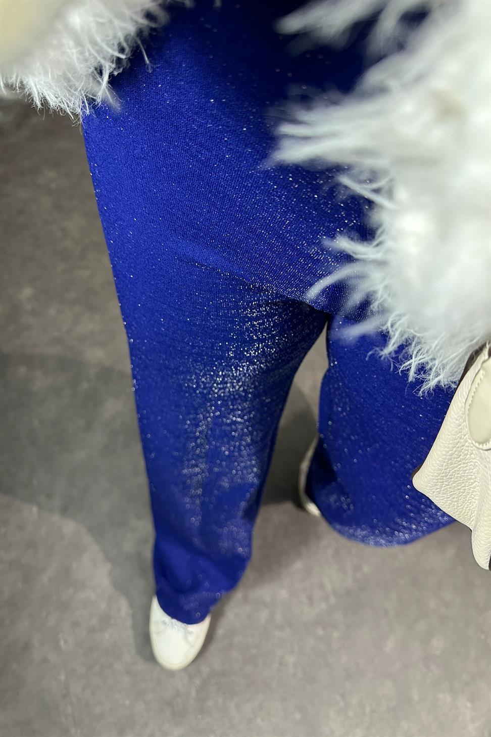 Krep Kumaş Sim Detaylı Pantolon Saks