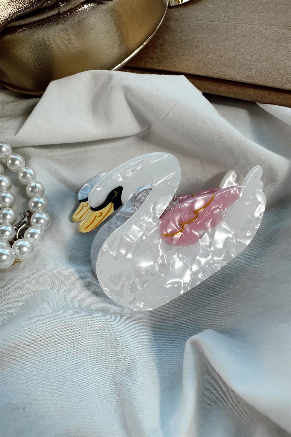 Kuğu Kemik Mandal Toka Beyaz