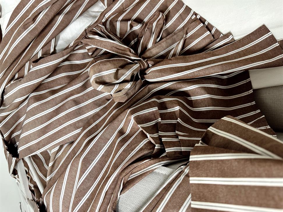 Latte Çizgili Şık Kimono Gömlek