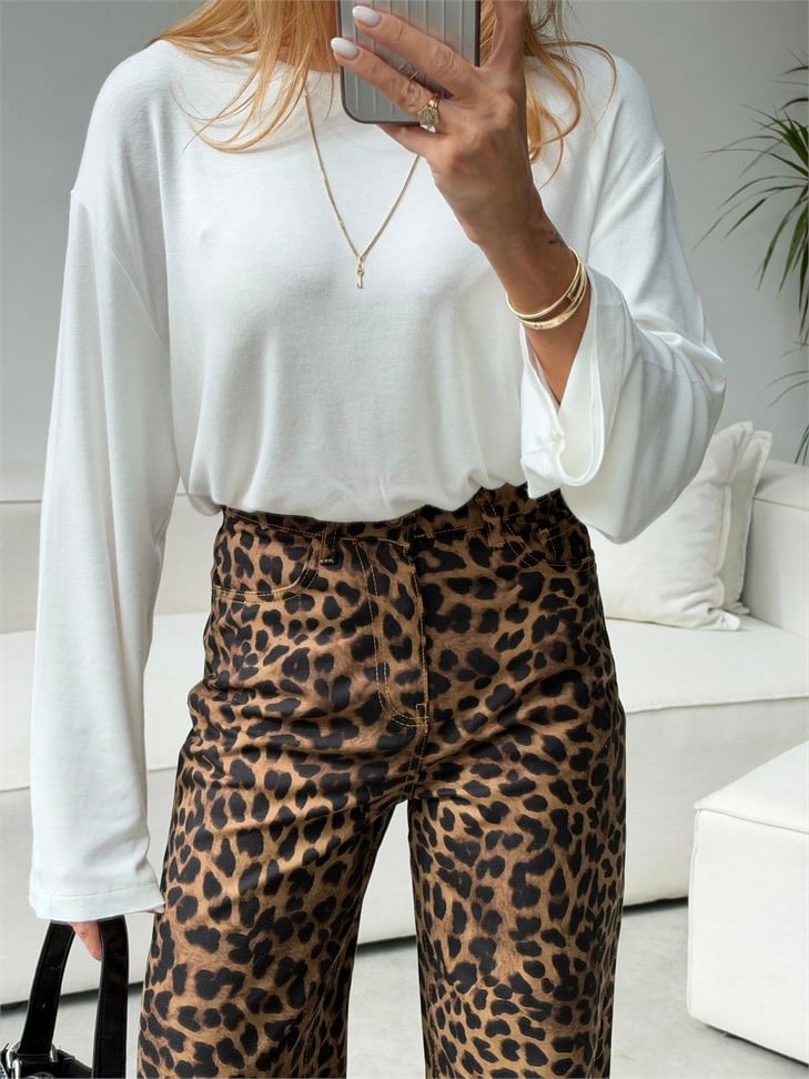Leopar Desen Lüx Kalite Jean Pantolon 
