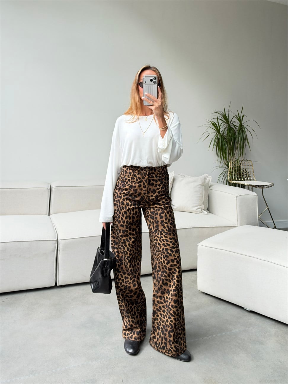 Leopar Desen Lüx Kalite Jean Pantolon 