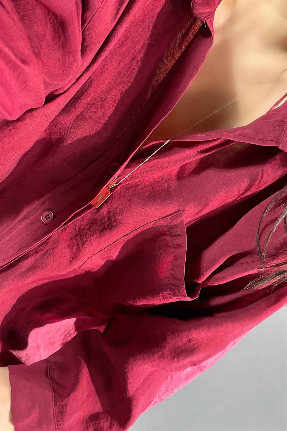 Lüx Kalite Basic Salaş Gömlek Bordo