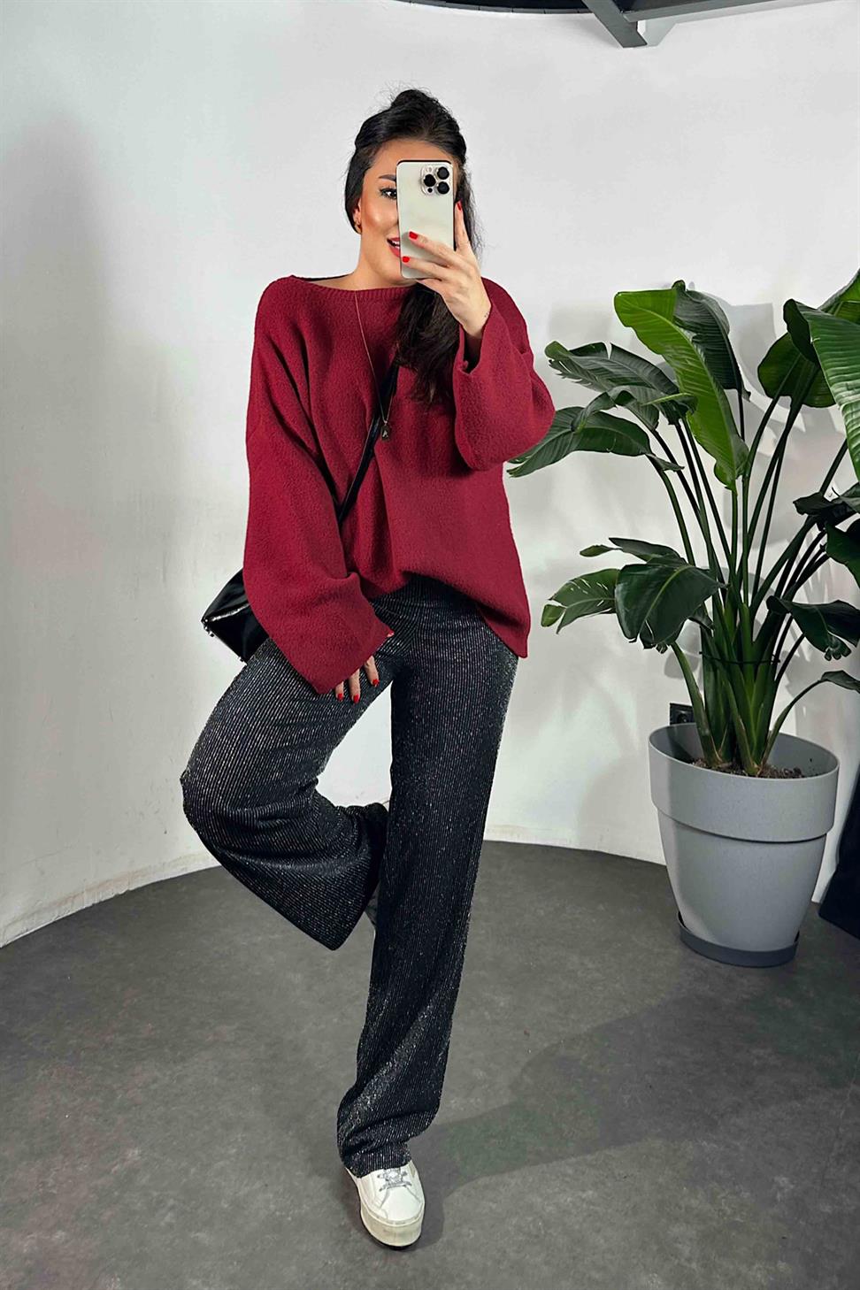 Lüx Kalite Full Astarlı Likralı Sim Geçişli Palazzo Siyah