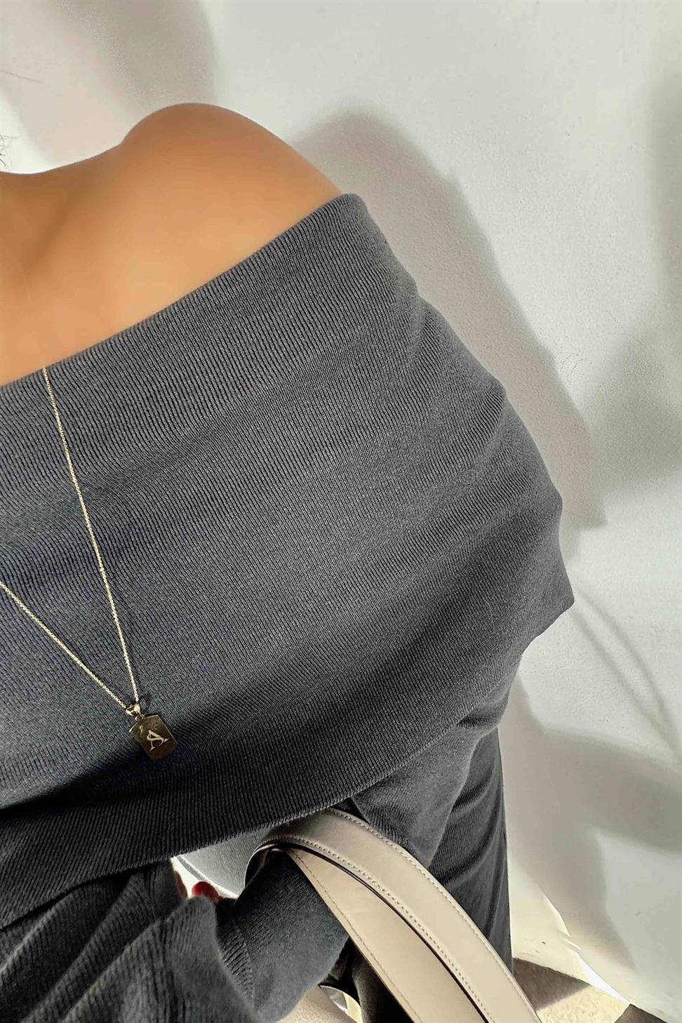 Madonna Yaka Triko Kadın İkili Takım Antrasit