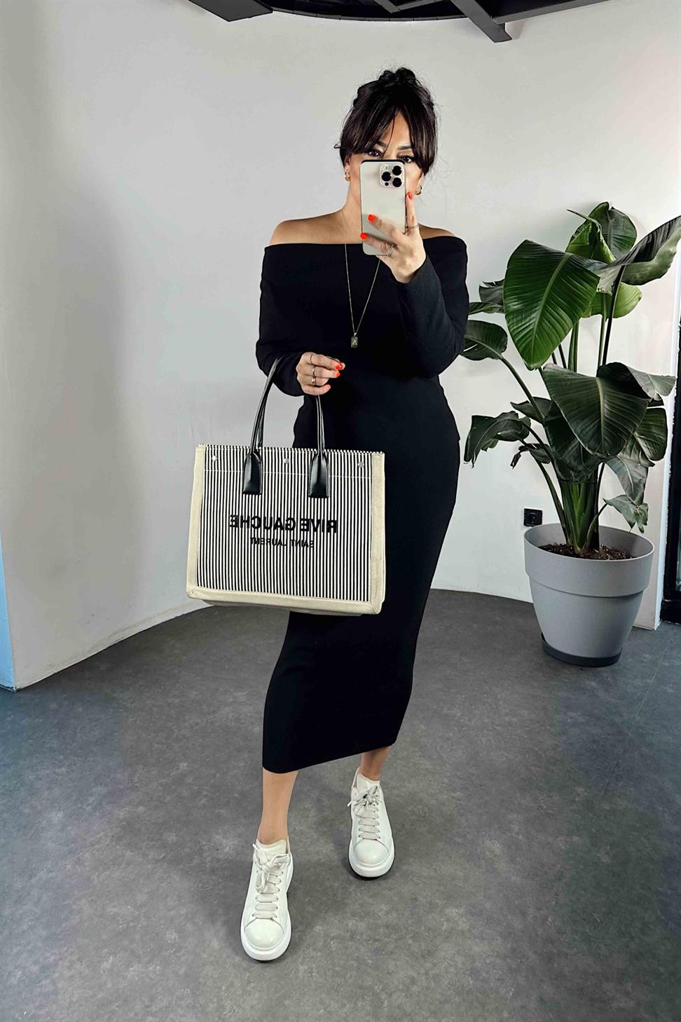 Madonna Yaka Triko Kadın İkili Takım Siyah