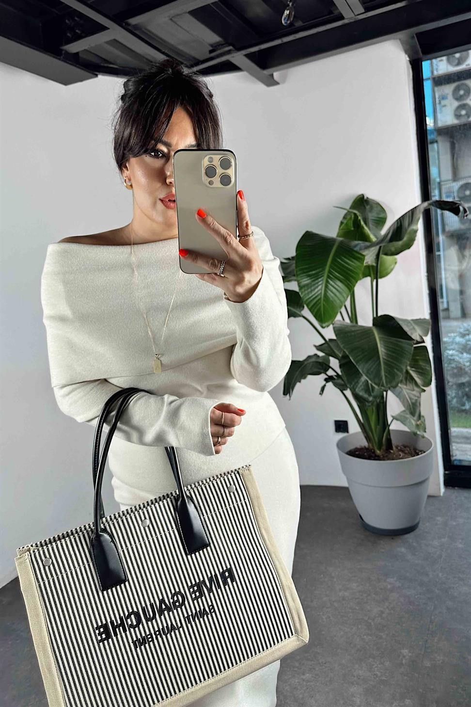 Madonna Yaka Triko Kadın İkili Takım Taş