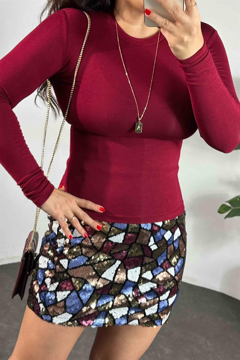Marka Model Bisiklet Yaka Basıc Body Bordo