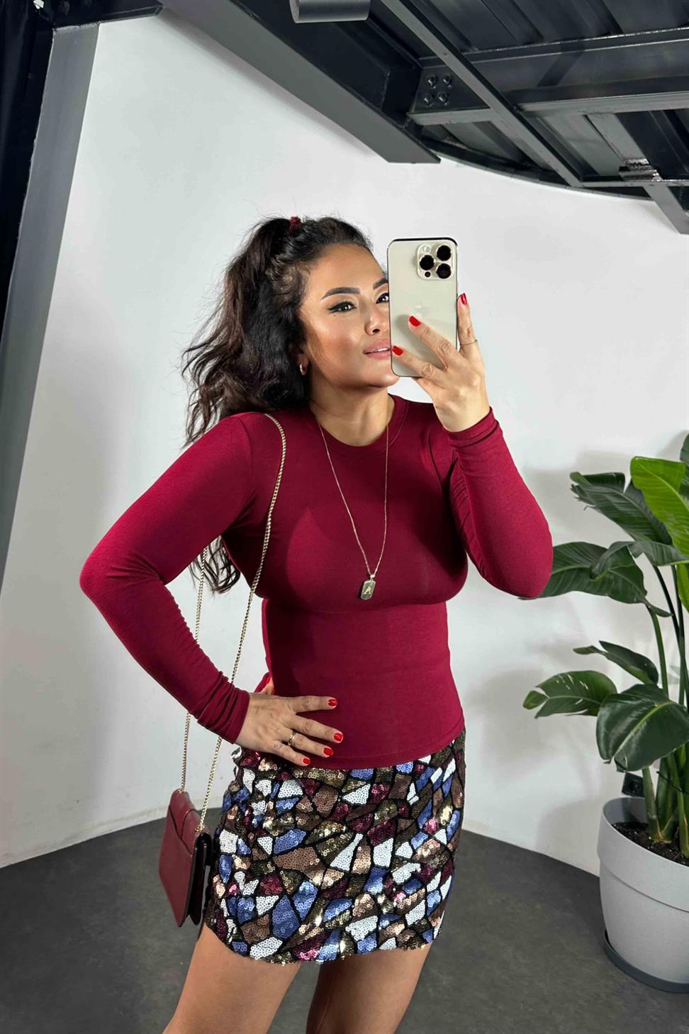 Marka Model Bisiklet Yaka Basıc Body Bordo
