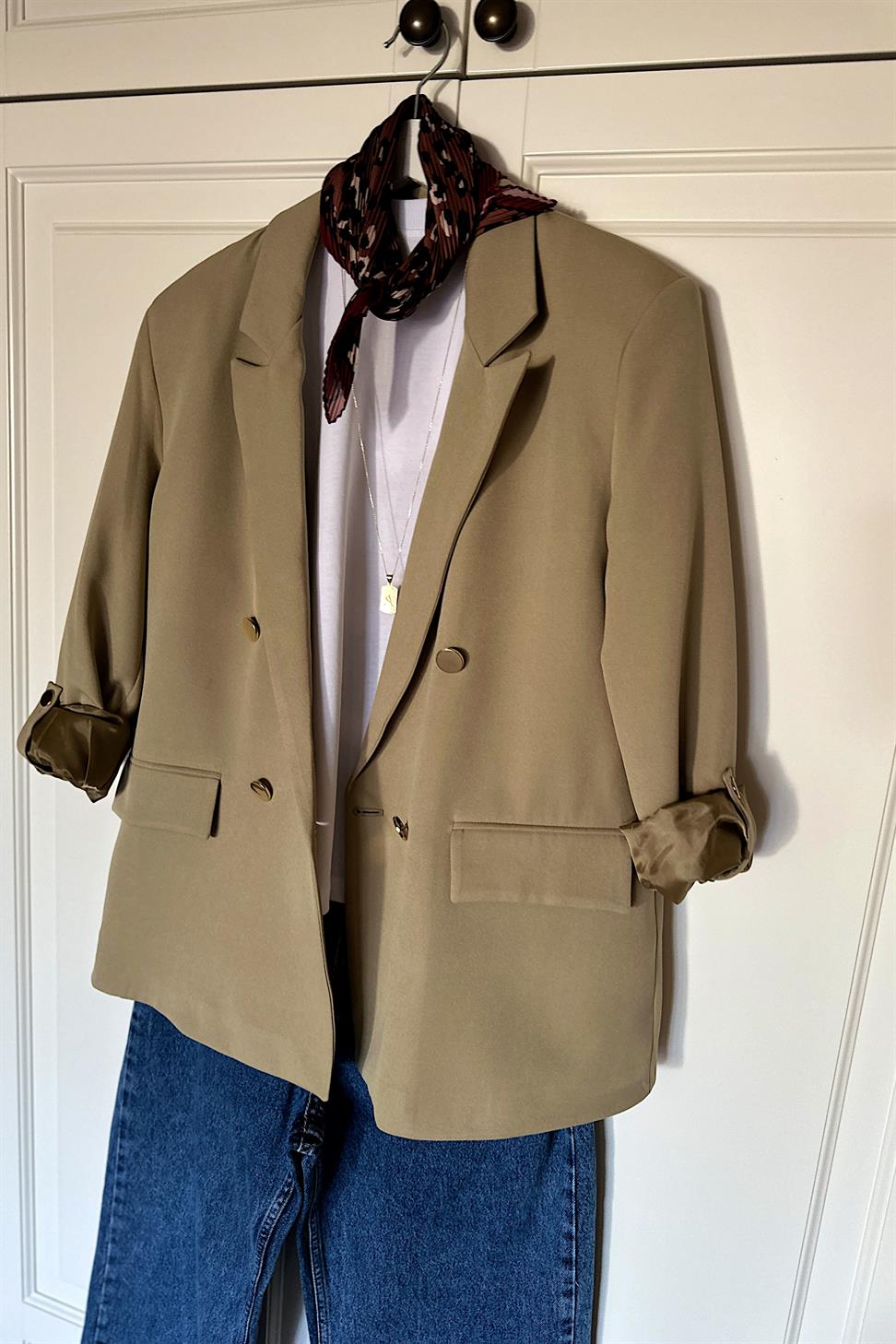 Marka Model Gold Düğme Ve Astar Detaylı Blazer Ceket Yağ Yeşili