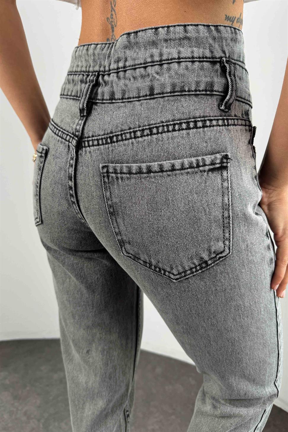 Marka Model Kar Yıkamalı Kadın Jean Gri
