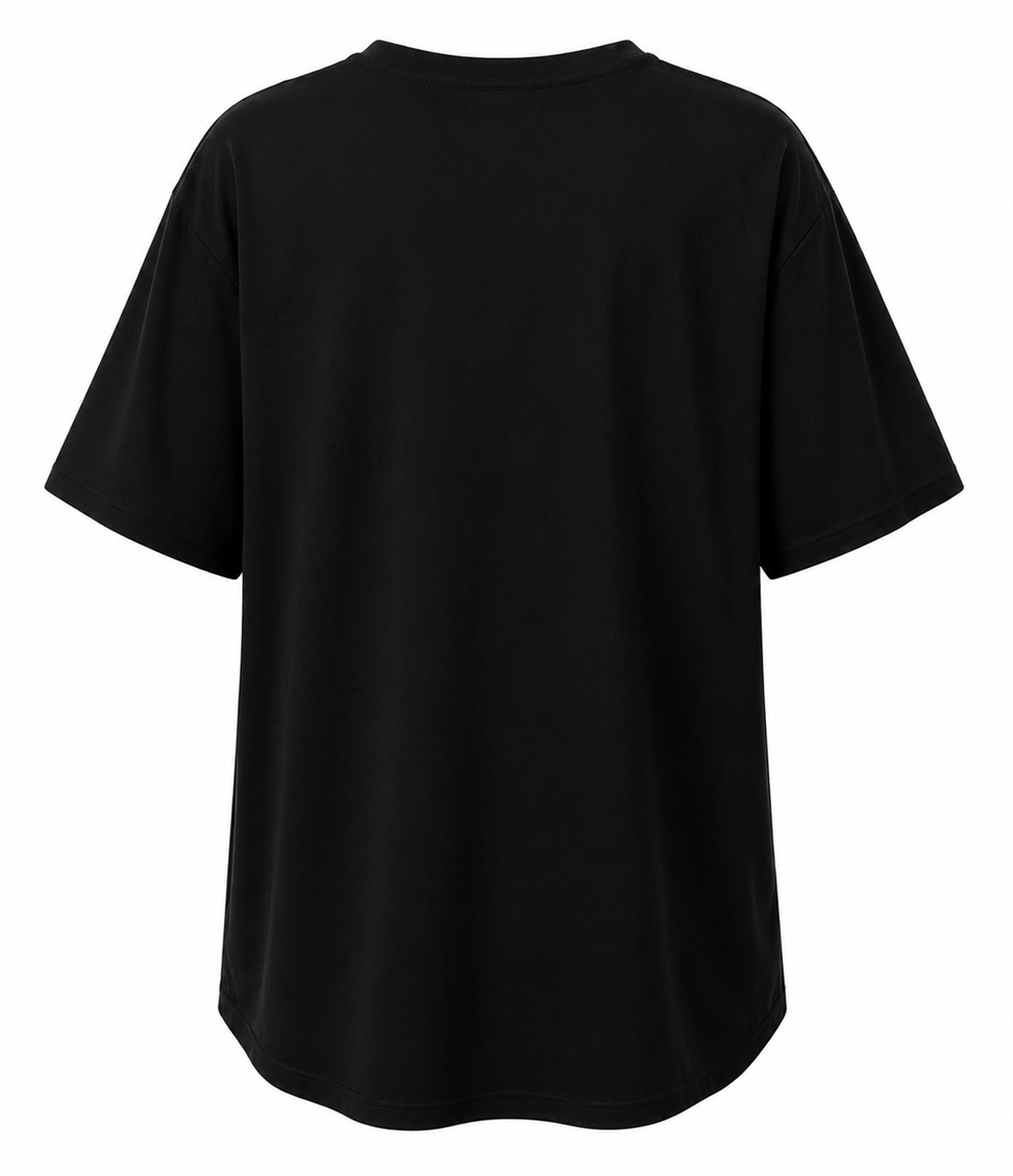 Marka Model Kolye Detaylı Fermuarlı Tshirt Siyah