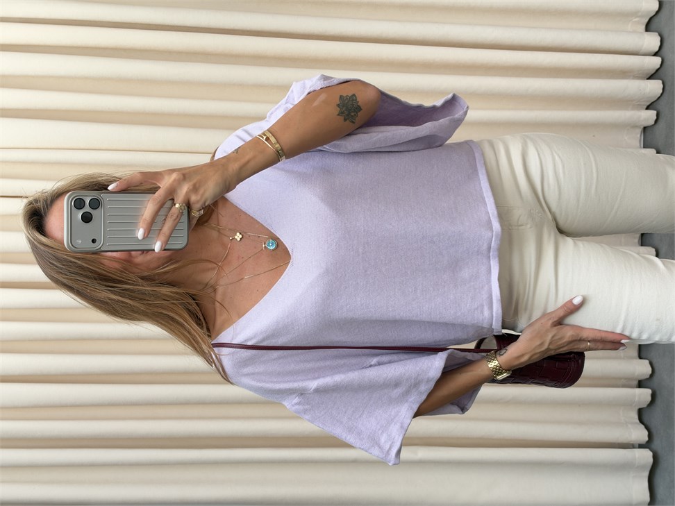 Marka Model Ön Arka V Triko Bluz Lila