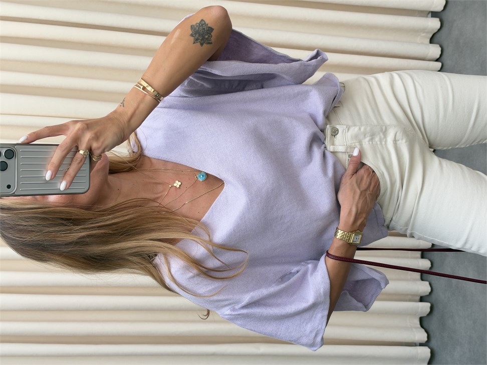 Marka Model Ön Arka V Triko Bluz Lila