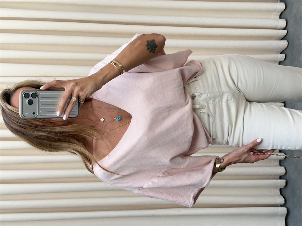 Marka Model Ön Arka V Triko Bluz Toz Pembe