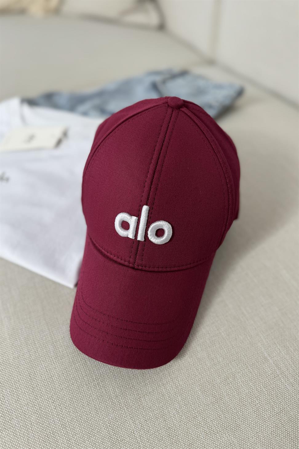 Marka Muadil Logo Baskılı Unisex Spor Şapka Bordo