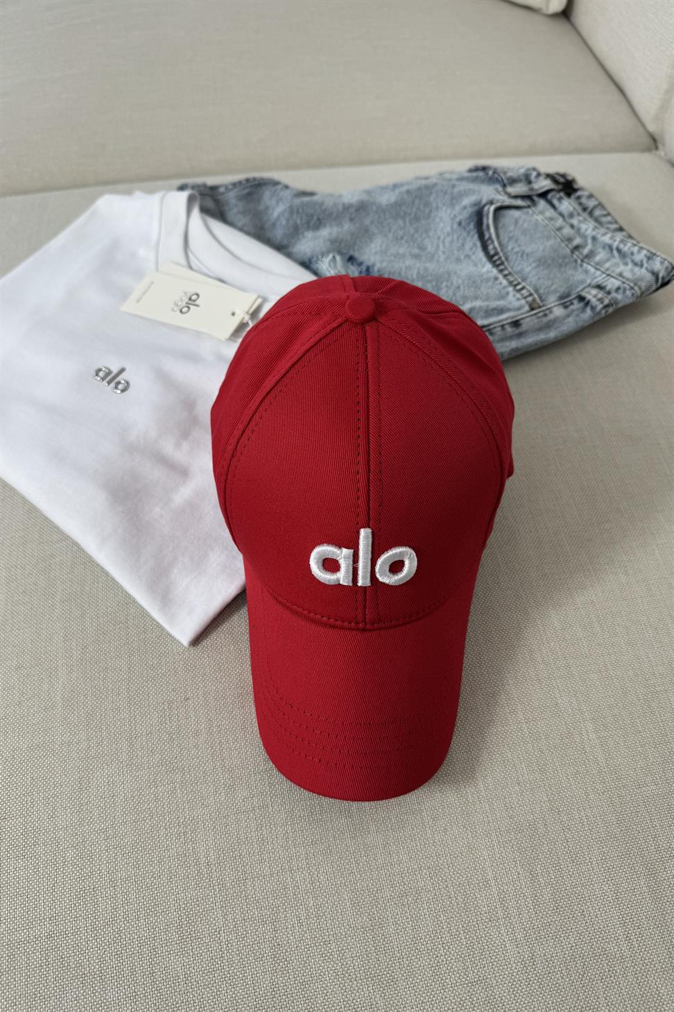 Marka Muadil Logo Baskılı Unisex Spor Şapka Kırmızı